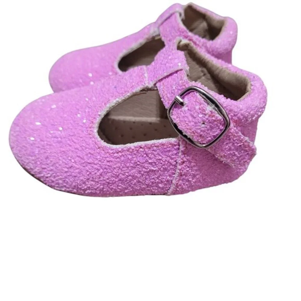 A Bear Co Toddler Size 3 Purple Glitter T-Strap Flats‎ Girl's
